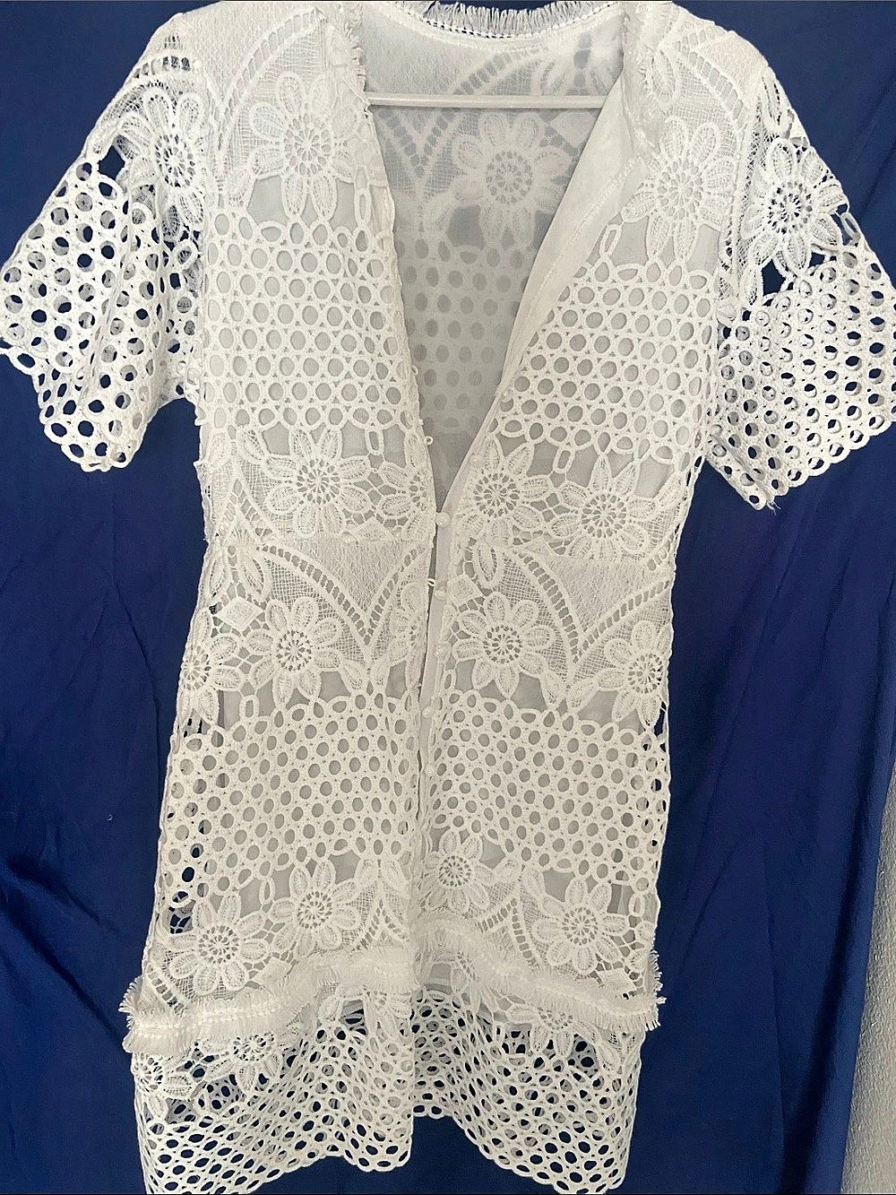 Floral Lace Dress White Medium